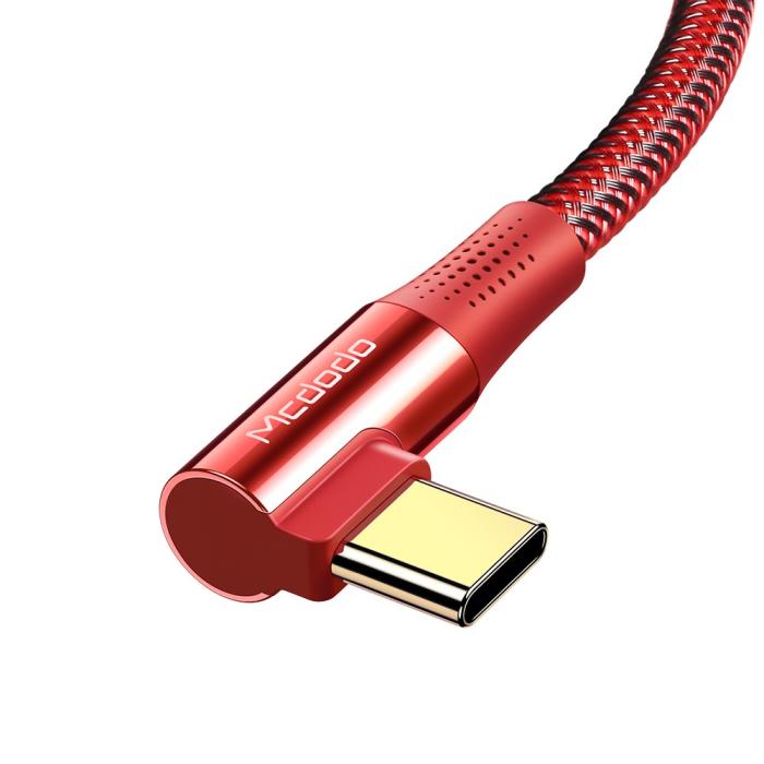 Bild 4, MCDODO Mcdodo 1.2m 100W USB-C/USB-C Elbow Laddkabel Röd - Teknikhallen.se