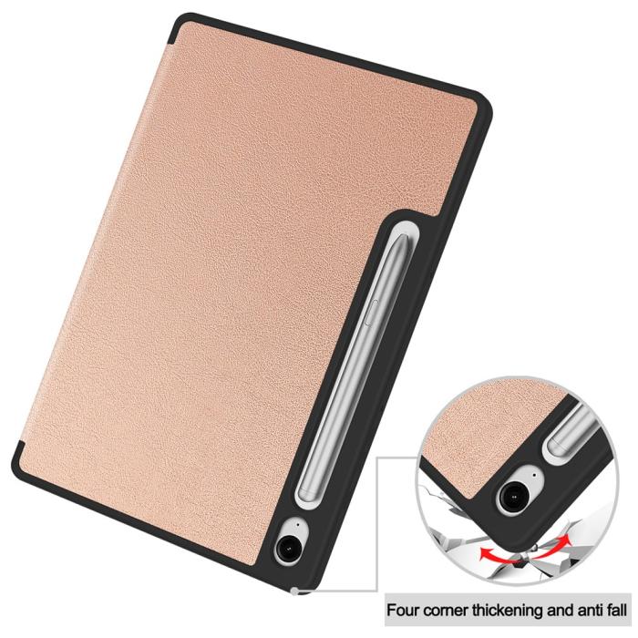 Bild 6,  Samsung Galaxy Tab S10 Lite Fodral Tri-Fold Pennhållare Roséguld - Teknikhallen.se