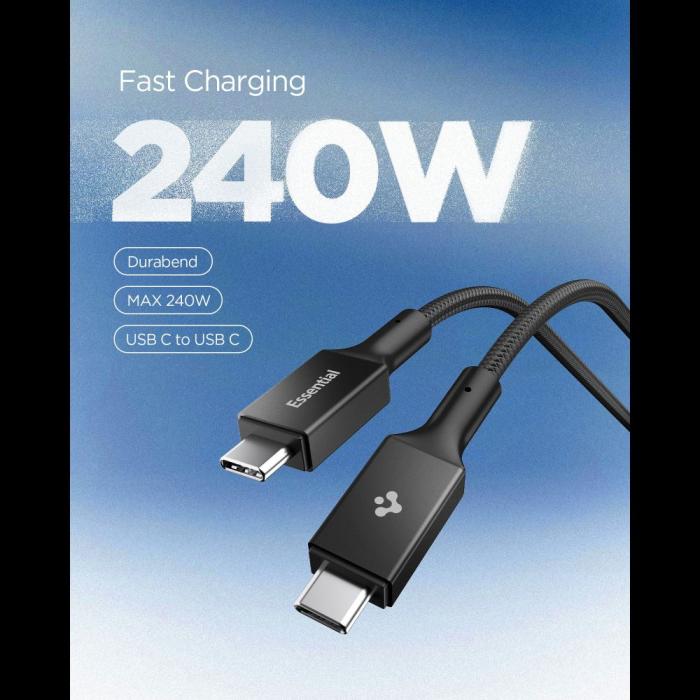 Bild 3, Spigen Spigen 1.5m 240W USB-C - USB-C Kabel Svart - Teknikhallen.se