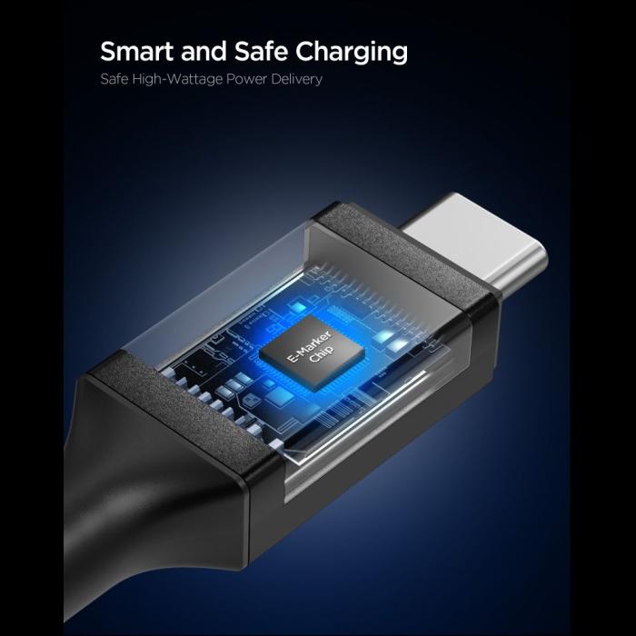 Bild 4, Spigen Spigen 1.5m 240W USB-C - USB-C Kabel Svart - Teknikhallen.se