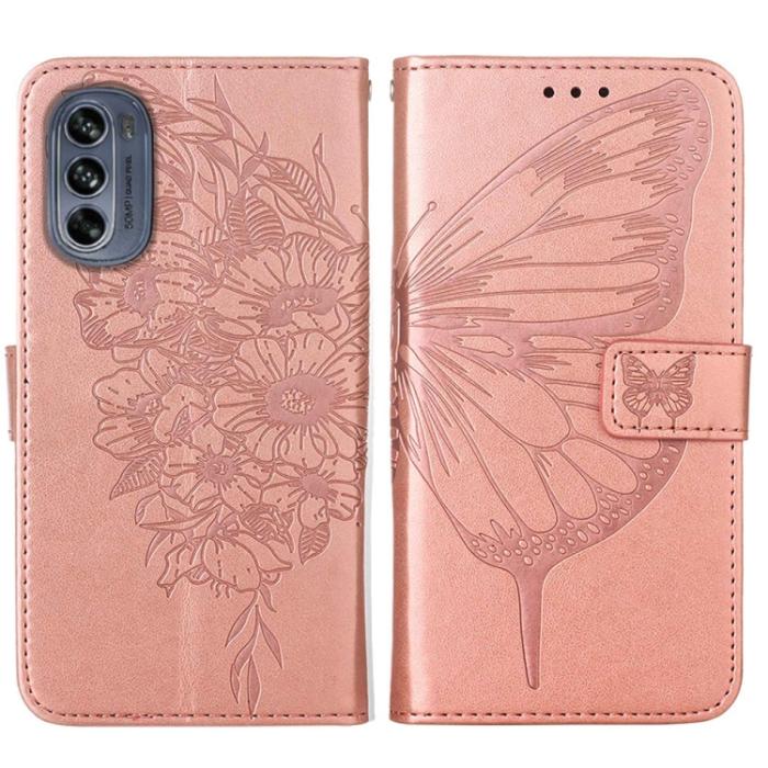 Bild 2,  Motorola Moto G62 5G Fodral Med Fjäril Tryck Roséguld - Teknikhallen.se