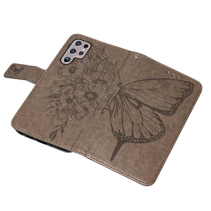 Bild 6,  Samsung Galaxy S23 Ultra Fodral Fjäril Tryck Grå - Teknikhallen.se