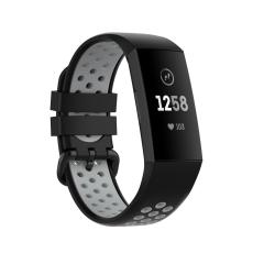  Fitbit Charge 4/3 Silikon Tr&auml;ningsarmband Svart/Gr&aring; - Teknikhallen.se