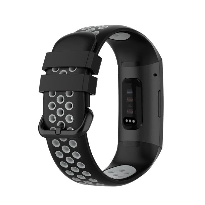 Bild 2,  Fitbit Charge 4/3 Silikon Träningsarmband Svart/Grå - Teknikhallen.se