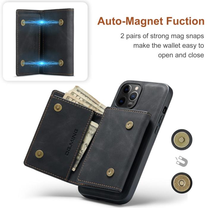 Bild 6, DG.MING iPhone 13 Mini - DG.MING 2in1 Skal Magnetisk Avtagbart Kortfack - Svart - Teknikhallen.se