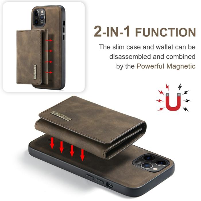 Bild 4, DG.MING iPhone 13 Mini - DG.MING 2in1 Skal Magnetisk Avtagbart Kortfack - Brun - Teknikhallen.se