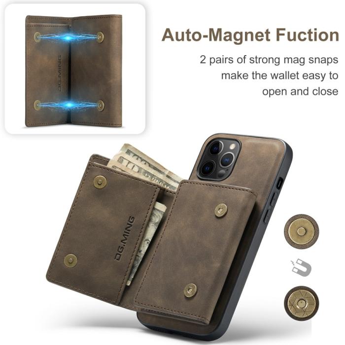 Bild 6, DG.MING iPhone 13 Mini - DG.MING 2in1 Skal Magnetisk Avtagbart Kortfack - Brun - Teknikhallen.se