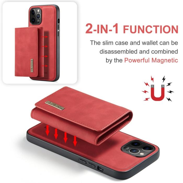 Bild 4, DG.MING iPhone 13 Mini - DG.MING 2in1 Skal Magnetisk Avtagbart Kortfack - Röd - Teknikhallen.se