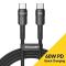 ESSAGER ESSAGER 50cm 60W PD USB-C - USB-C Laddningskabel Svart - Teknikhallen.se