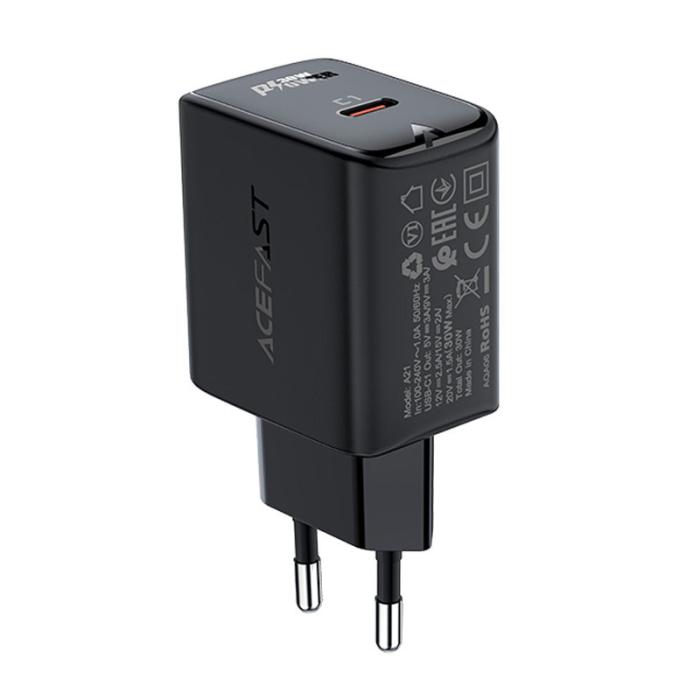 Bild 2, Acefast Acefast 30W GaN PD QC USB-C Väggladdare Svart - Teknikhallen.se