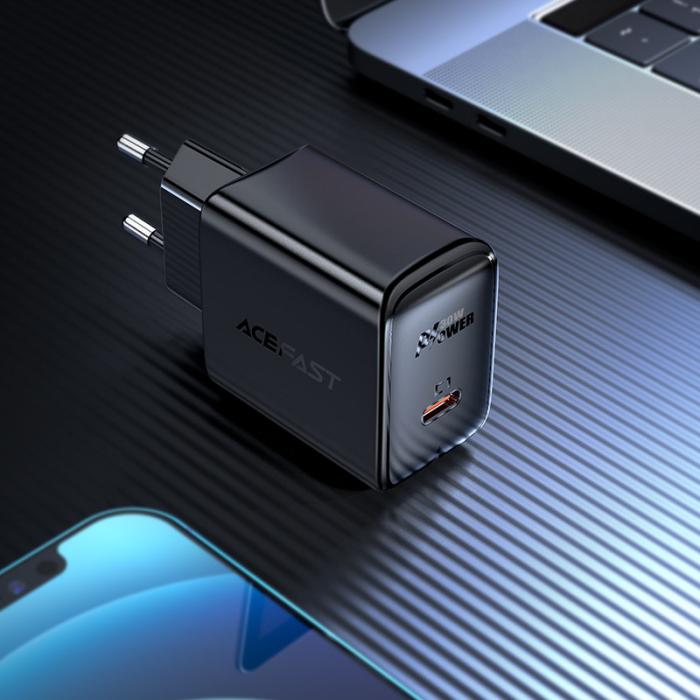 Bild 4, Acefast Acefast 30W GaN PD QC USB-C Väggladdare Svart - Teknikhallen.se