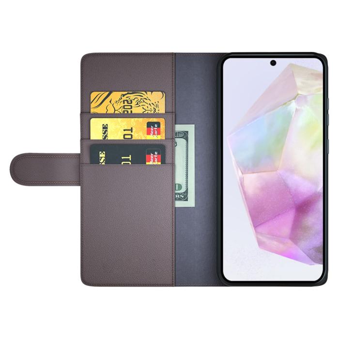 Bild 2,  Samsung Galaxy A36 5G/A56 5G Fodral Premium Äkta Läder Brun - Teknikhallen.se