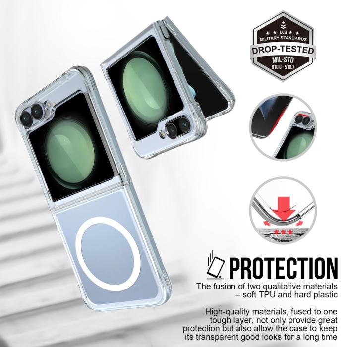 Bild 5,  Galaxy Z Flip 6 / 7 FE Skal MagSafeTPU Transparent - Teknikhallen.se