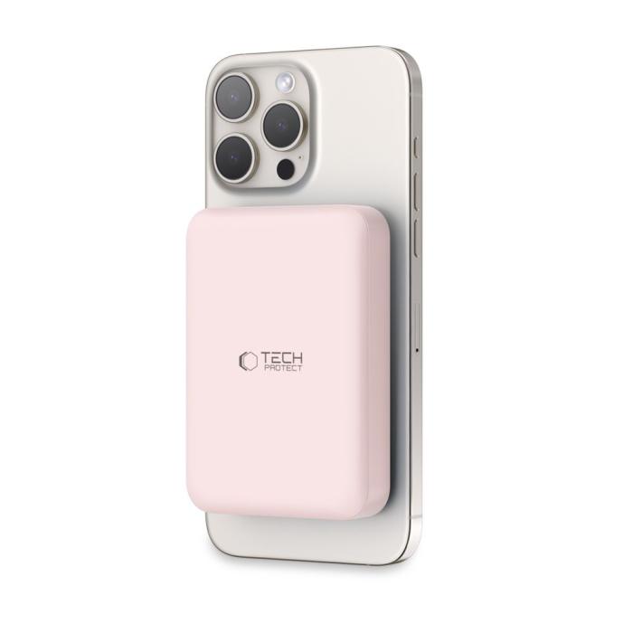 Bild 2, Tech-Protect Tech-Protect 10000 mAh MagSafe Powerbank LifeMag Rosa - Teknikhallen.se