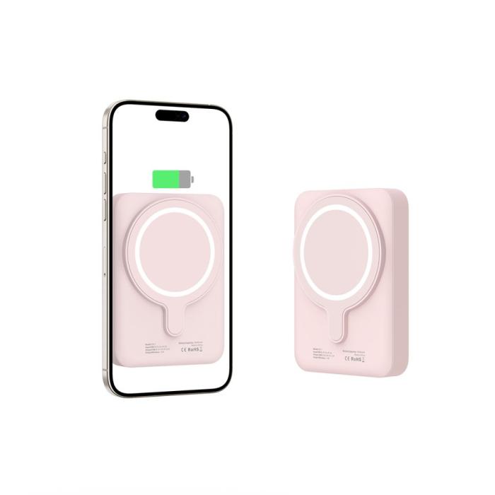 Bild 4, Tech-Protect Tech-Protect 10000 mAh MagSafe Powerbank LifeMag Rosa - Teknikhallen.se