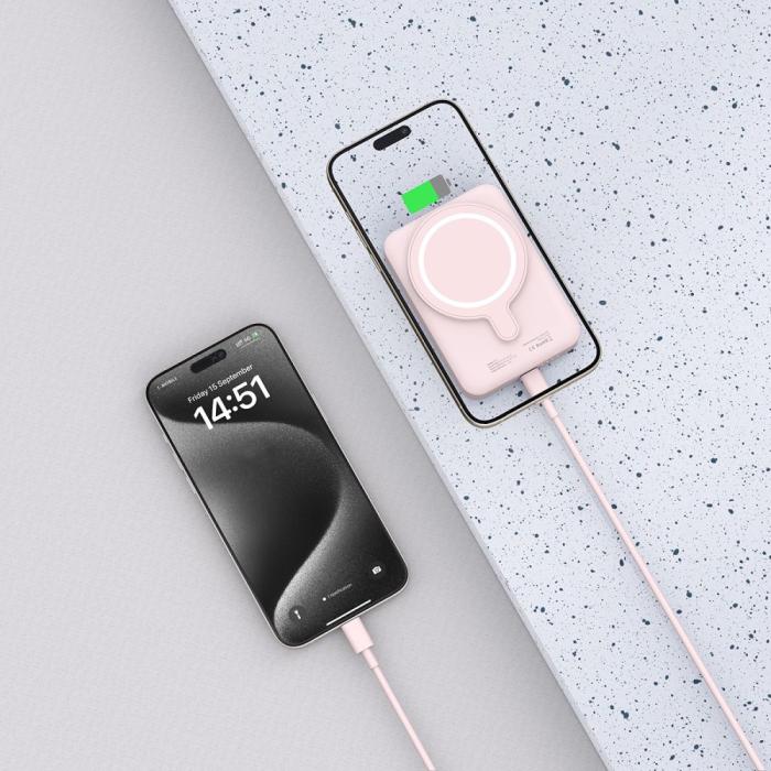 Bild 6, Tech-Protect Tech-Protect 10000 mAh MagSafe Powerbank LifeMag Rosa - Teknikhallen.se