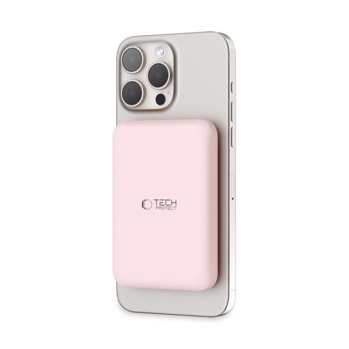 Bild 2, Tech-Protect Tech-Protect 5000 mAh MagSafe Powerbank LifeMag Rosa - Teknikhallen.se