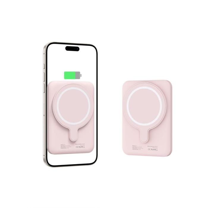 Bild 4, Tech-Protect Tech-Protect 5000 mAh MagSafe Powerbank LifeMag Rosa - Teknikhallen.se