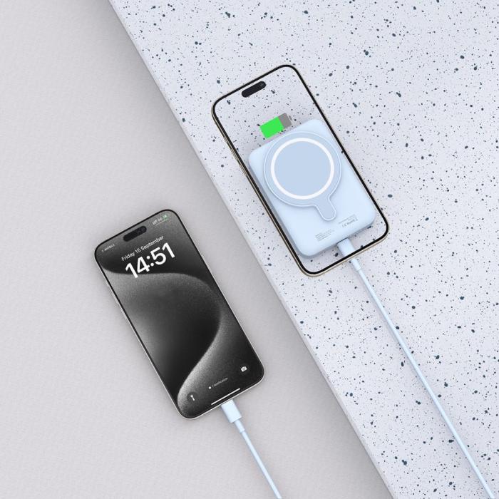 Bild 5, Tech-Protect Tech-Protect 10000 mAh MagSafe Powerbank LifeMag Blå - Teknikhallen.se