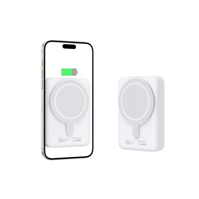 Bild 3, Tech-Protect Tech-Protect 10000 mAh MagSafe Powerbank LifeMag Vit - Teknikhallen.se