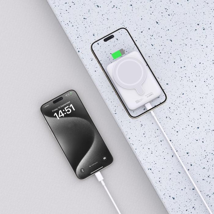 Bild 5, Tech-Protect Tech-Protect 10000 mAh MagSafe Powerbank LifeMag Vit - Teknikhallen.se