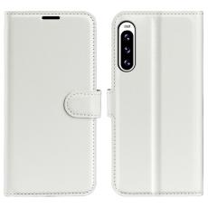 Sony Xperia 10 V Litchi Pl&aring;nboksfodral Vit - Teknikhallen.se