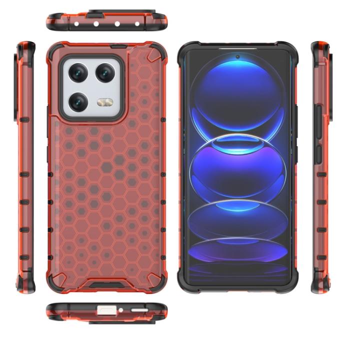 Bild 4,  Xiaomi 13 Pro 5G Skal Shockproof Honeycomb Textur Röd - Teknikhallen.se