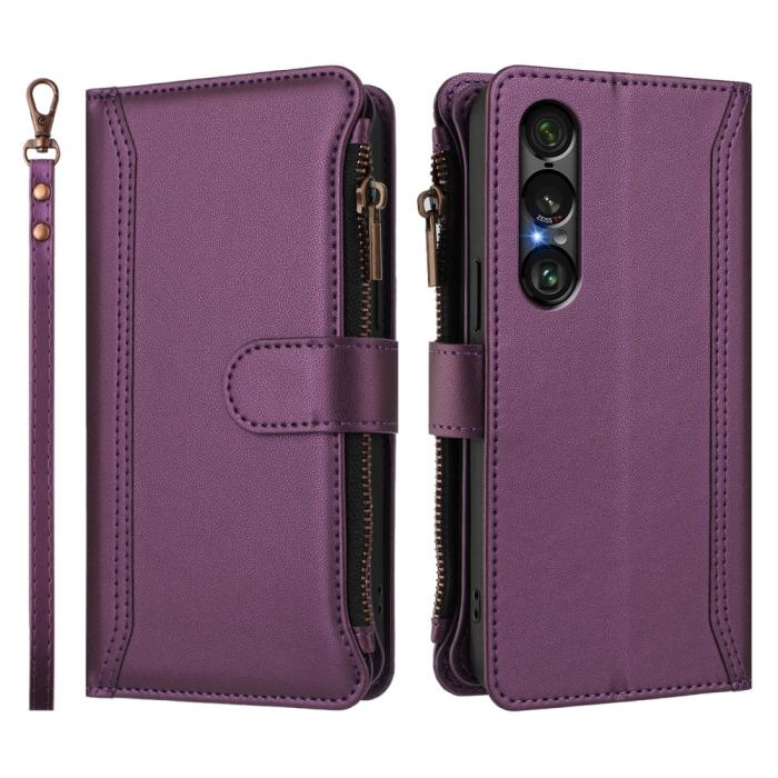 Bild 3,  Sony Xperia 1 VII Fodral Multifunktionellt Läder Lila - Teknikhallen.se