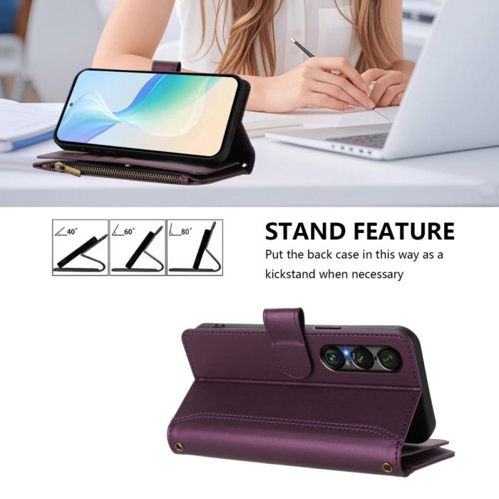 Bild 4,  Sony Xperia 1 VII Fodral Multifunktionellt Läder Lila - Teknikhallen.se
