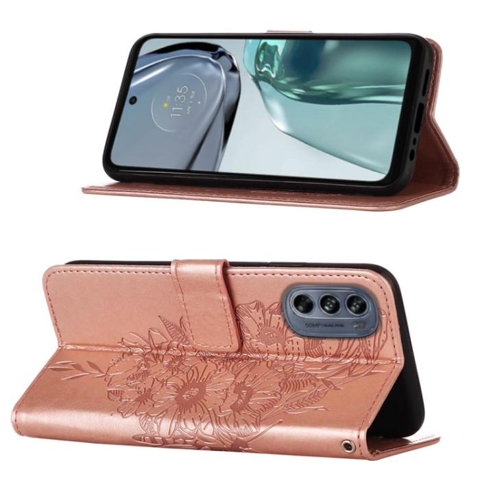 Bild 3,  Motorola Moto G62 5G Fodral Med Fjäril Tryck Roséguld - Teknikhallen.se