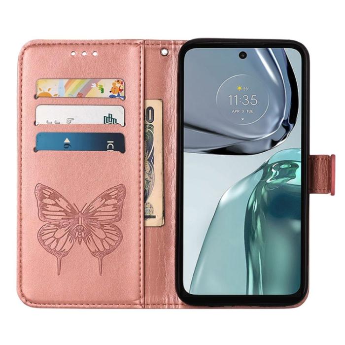 Bild 4,  Motorola Moto G62 5G Fodral Med Fjäril Tryck Roséguld - Teknikhallen.se