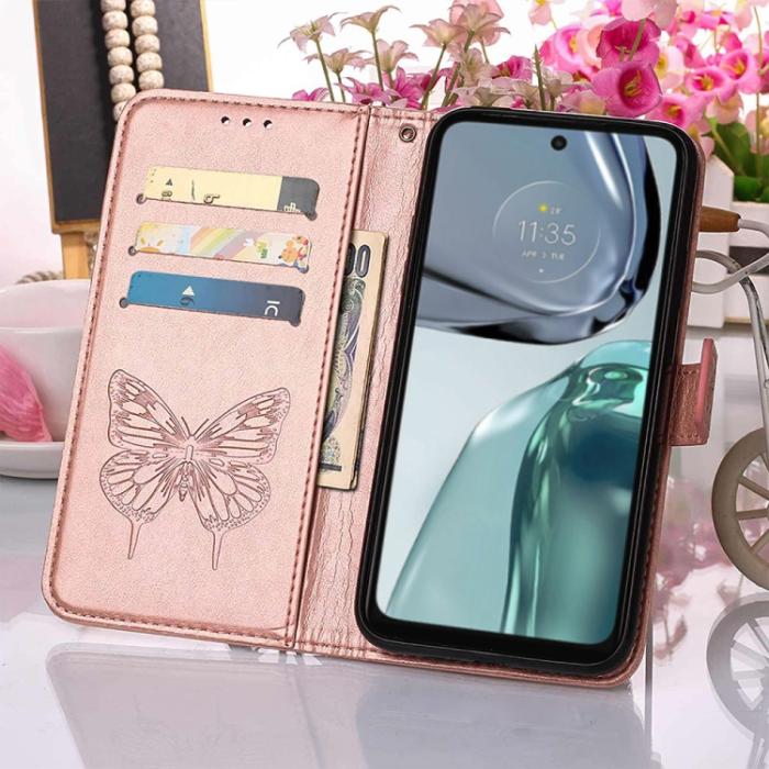 Bild 5,  Motorola Moto G62 5G Fodral Med Fjäril Tryck Roséguld - Teknikhallen.se