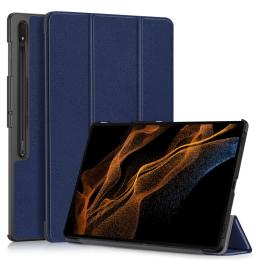  Samsung Galaxy Tab S9 Ultra Fodral Tri-Fold Mörk Blå - Teknikhallen.se