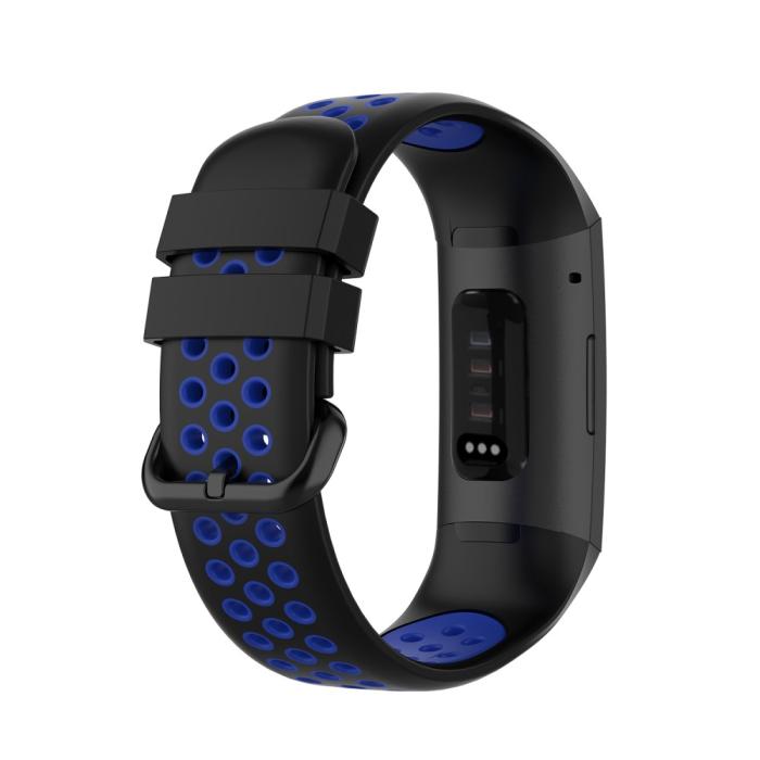 Bild 2,  Fitbit Charge 4/3 Silikon Träningsarmband Svart/Blå - Teknikhallen.se