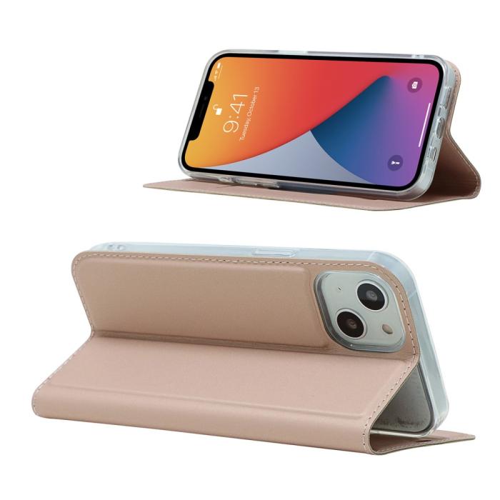 Bild 6,  iPhone 13 Mini - Skin Touch Flip Fodral - Roséguld - Teknikhallen.se