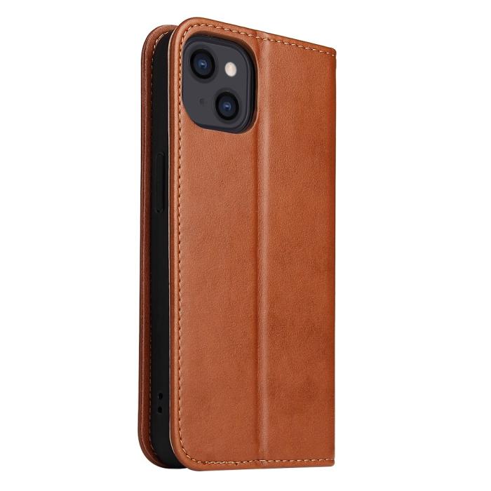 Bild 3,  iPhone 13 Mini - Läder Flip Fodral - Brun - Teknikhallen.se