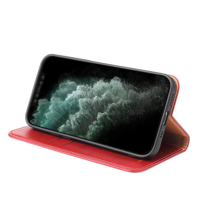 Bild 5,  iPhone 13 Mini - Läder Flip Fodral - Röd - Teknikhallen.se