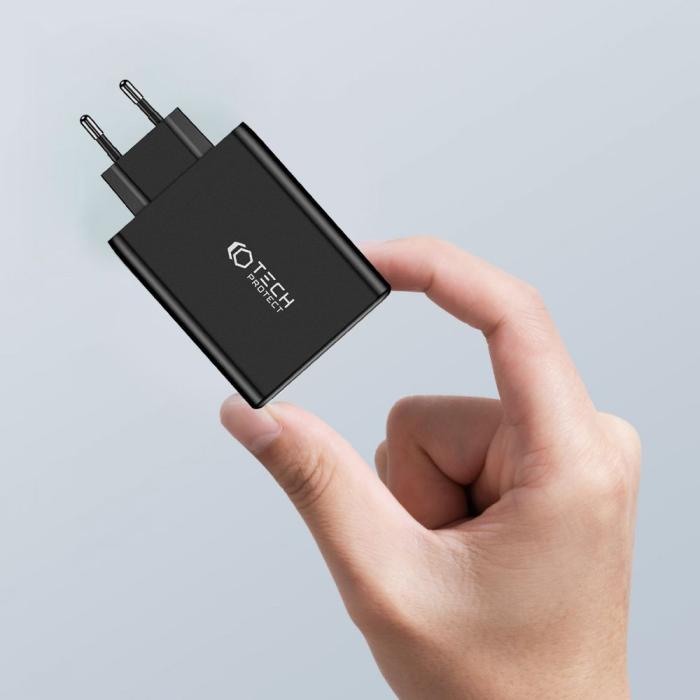 Bild 5, Tech-Protect Tech-Protect 100W GaN PD/QC Väggladdare 3x USB-C 1x USB-A Svart - Teknikhallen.se