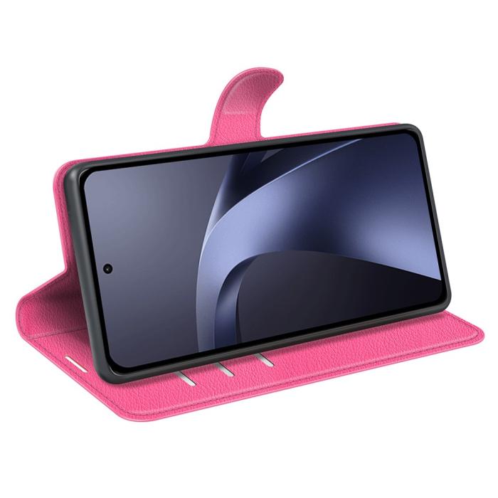 Bild 2,  Xiaomi 17T Pro Fodral Litchi Läder Mörk Rosa - Teknikhallen.se