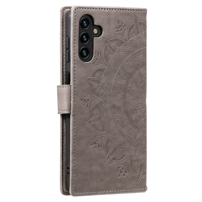 Bild 5,  Samsung Galaxy A54 5G Fodral Mandala Läder Grå - Teknikhallen.se