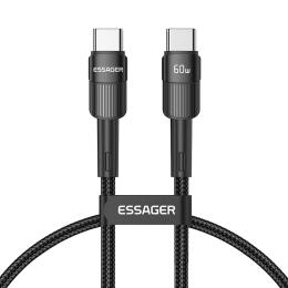 ESSAGER ESSAGER 1m 60W PD USB-C - USB-C Laddningskabel Svart - Teknikhallen.se