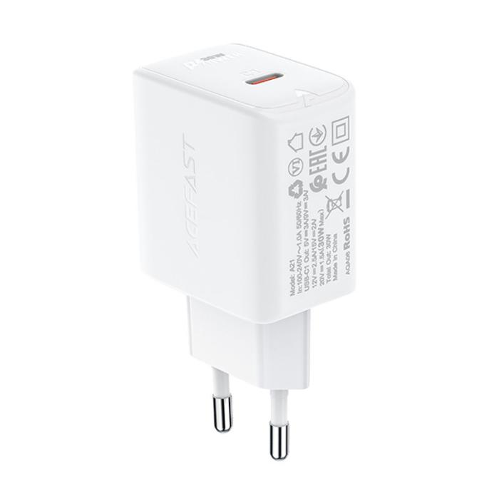 Bild 2, Acefast Acefast 30W GaN PD QC USB-C Väggladdare Vit - Teknikhallen.se