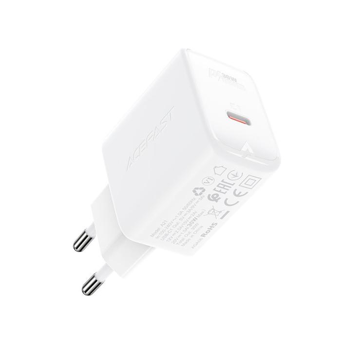 Bild 3, Acefast Acefast 30W GaN PD QC USB-C Väggladdare Vit - Teknikhallen.se