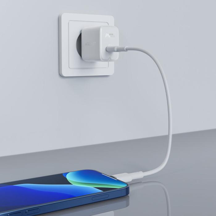 Bild 4, Acefast Acefast 30W GaN PD QC USB-C Väggladdare Vit - Teknikhallen.se