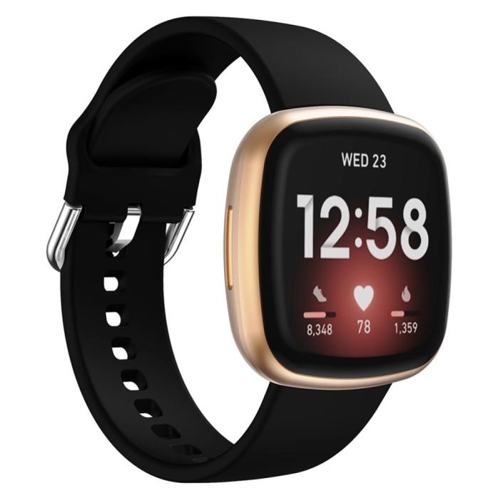 Bild 2,  Fitbit Versa 4/Sense 2 Klockarmband Silikon Svart - Teknikhallen.se