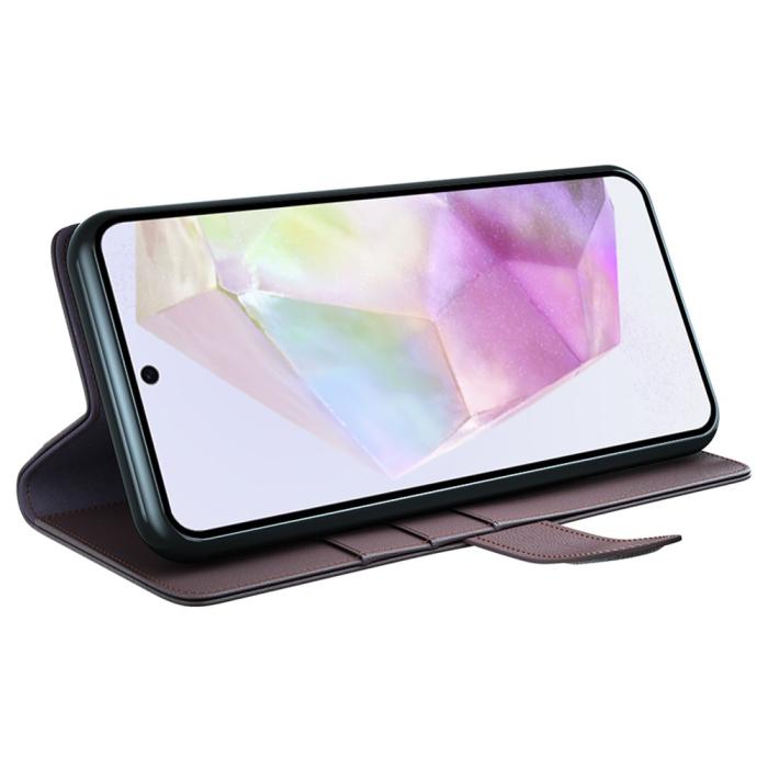 Bild 3,  Samsung Galaxy A36 5G/A56 5G Fodral Premium Äkta Läder Brun - Teknikhallen.se