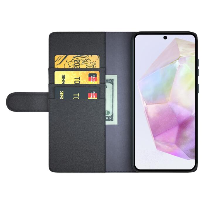 Bild 2,  Samsung Galaxy A36 5G/A56 5G Fodral Premium Äkta Läder Svart - Teknikhallen.se