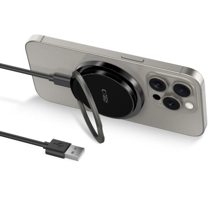 Bild 2, Tech-Protect Tech-Protect 15W Qi Magnetisk MagSafe Laddare Trådlös Svart - Teknikhallen.se