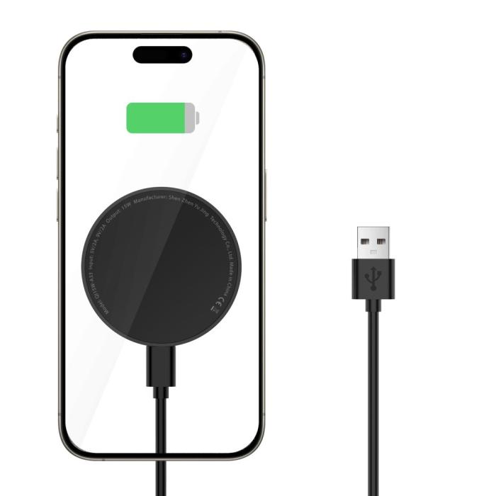 Bild 3, Tech-Protect Tech-Protect 15W Qi Magnetisk MagSafe Laddare Trådlös Svart - Teknikhallen.se