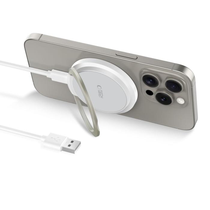 Bild 2, Tech-Protect Tech-Protect 15W Qi Magnetisk MagSafe Laddare Trådlös Vit - Teknikhallen.se
